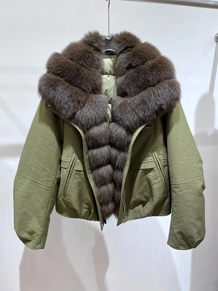 2025 mode hiver doudoune d'oie doudoune véritable col de fourrure de renard épais femmes chaud Parka manteau de luxe vêtements d'extérieur femme