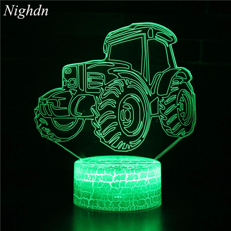 

3D Illusion Lamp for Kids Tractor Night Light 7 Colors Changing Bedroom Decoration Christmas Birthday Gifts for Boys Toddler