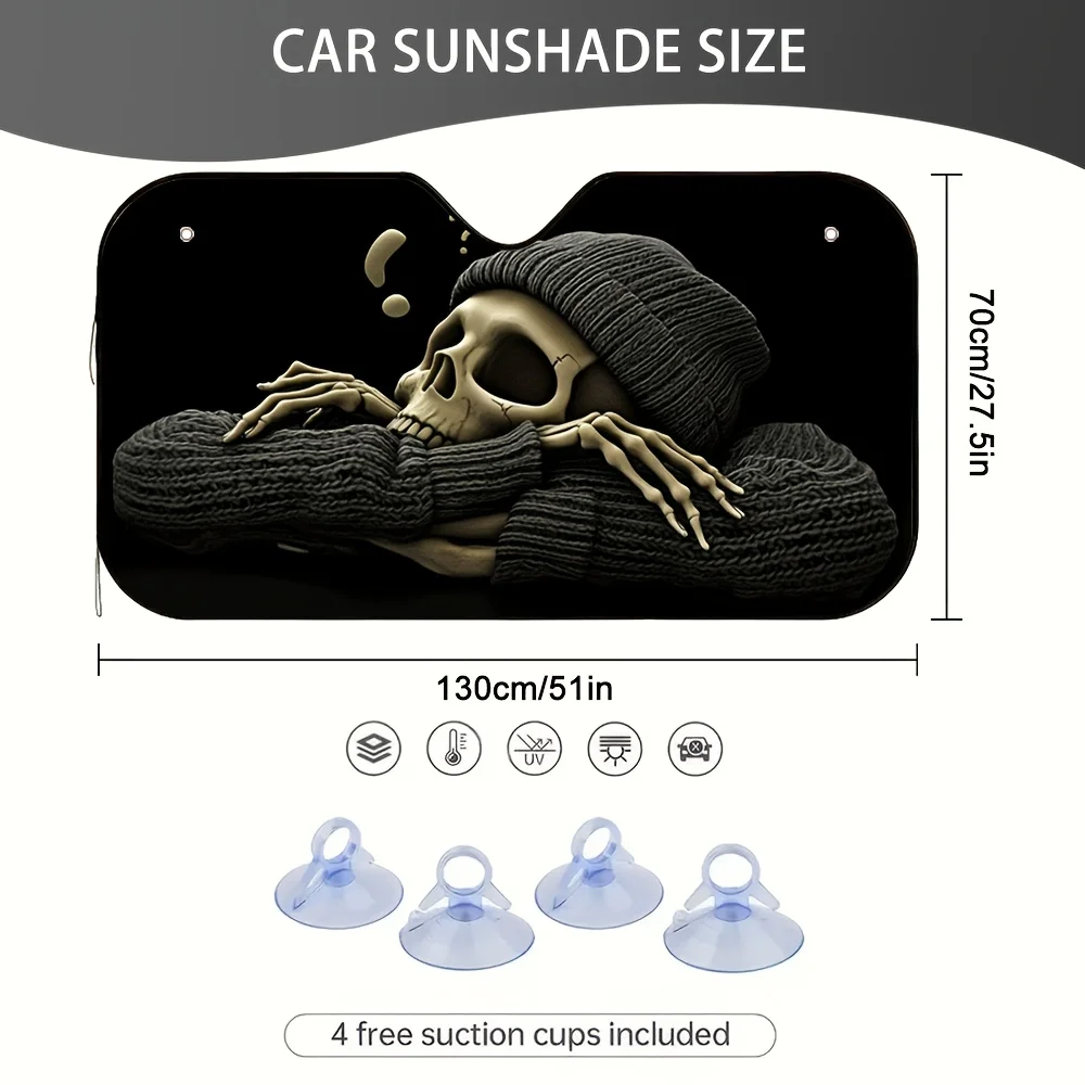 One Halloween-Themed Skeletal Sun Visor For Your Car, Perfect For Hot Summer Days And Quick Journeys, Ensuring A Pleasant And Co