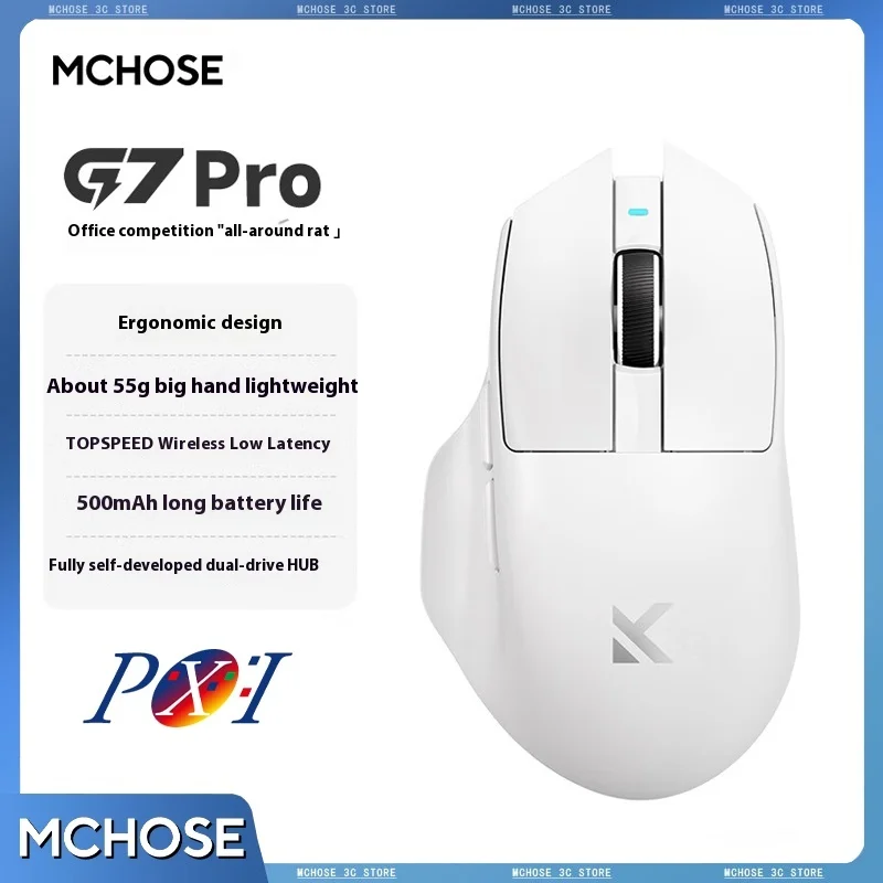 

MCHOSE G7 Pro Wireless Gaming Mouse 55g Lightweight Top Speed Low Latency Tech PAW3395 High-end Optical Sensor Customized Switch