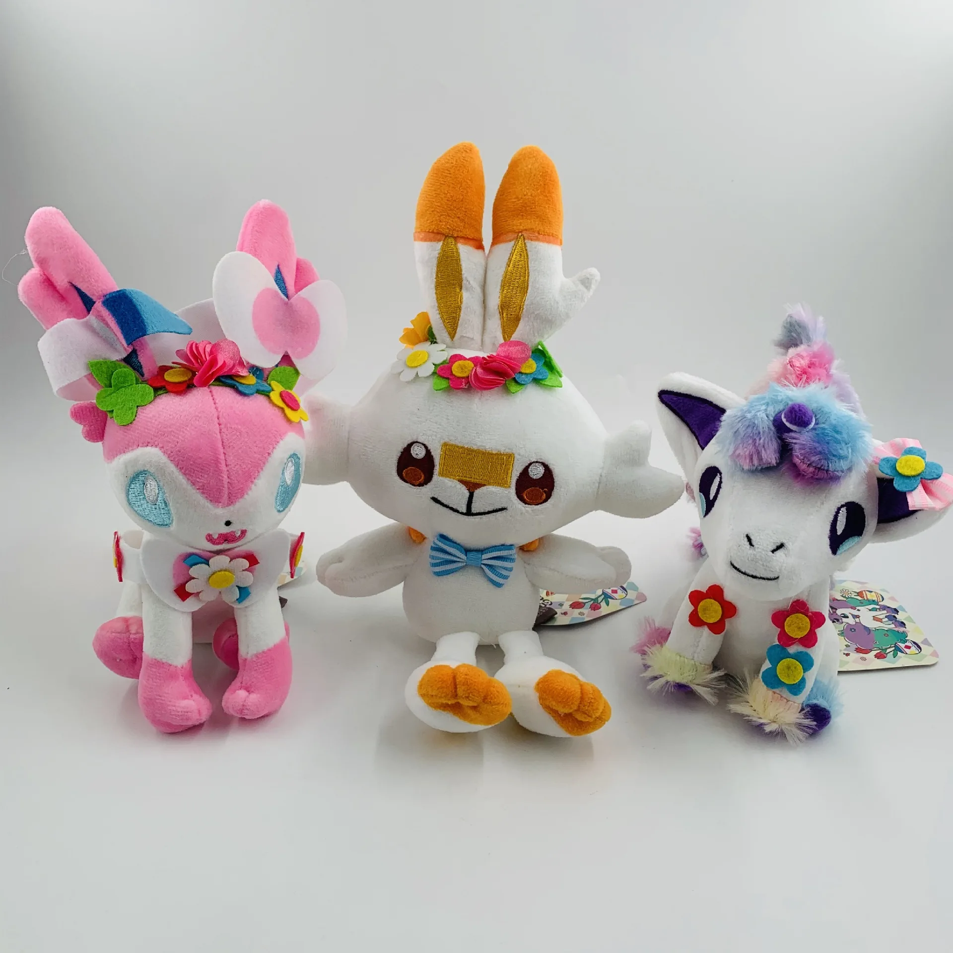 

Pokemon Anime Wreath Ponyta Scorbunny Sylveon Easter Series Plush Toys Stuffed Cartoon Doll Room Decoration Xmas Holiday Gift