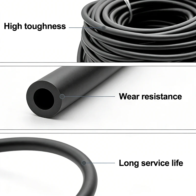 1-5M Black Natural Latex Tube High Elastic Stretch Wear Resistant ID1.5-6mm Speargun Slingshot Catapult Tension Rubber Belt