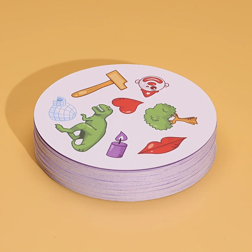 Round Box Family Party Game, Ideal for Festival Gathering, Quick Spot Matching Card Game, Portable Travel Interactive Board Game