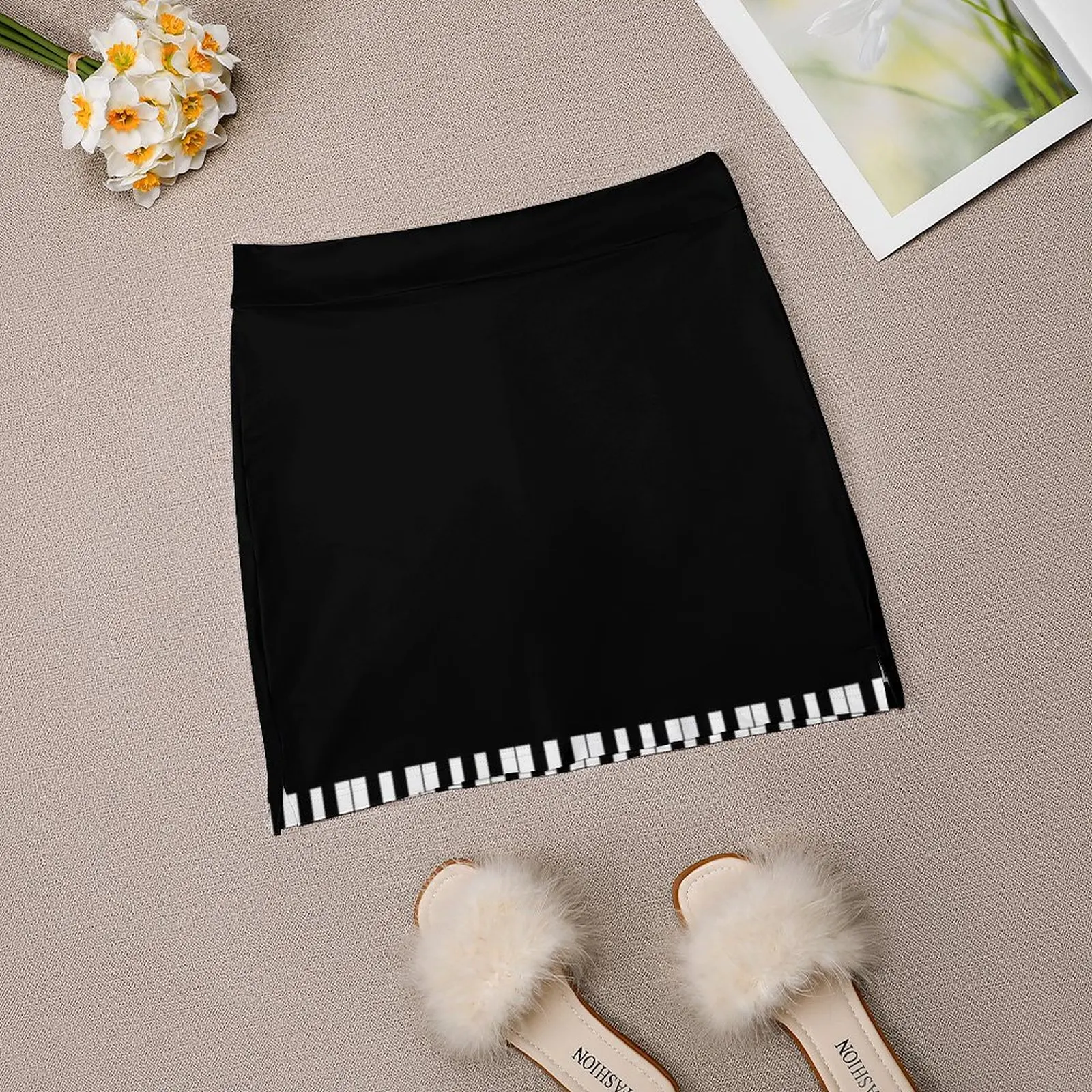 Piano Keys Black & White Women\'s skirt Y2K Summer Clothes 2022 Kpop Style Trouser Skirt With Pocket Piano Keys Grand Black And