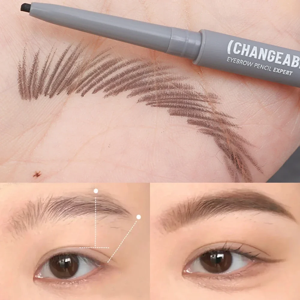 Double Head Eyebrow Pen Natural Matte Smooth Brow Pen Waterproof Long-Lasting Black Brown Eyes Brow Pencil with Brushes Cosmetic