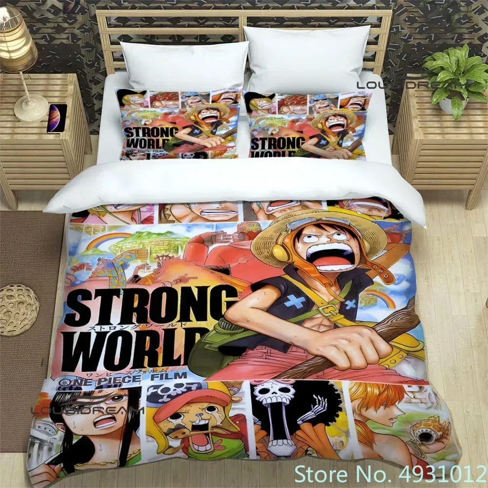 Monkey D. Luffy Cartoon Printed Bedding Set One Piece Anime Duvet Cover Sets Pillowcase Twin Full Queen King Size Dropshipping