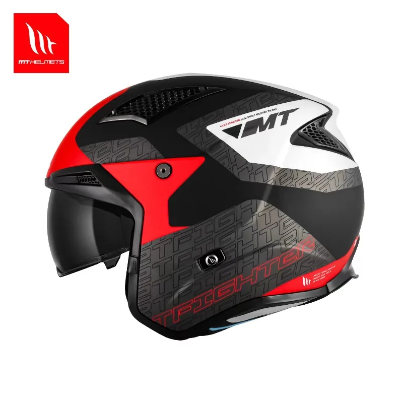 Airo MT Lightweight Ventilated STREETFIGHTER Motorcycle Helmet ABS DOT/ECE Approved with Quick Release Closure New Condition