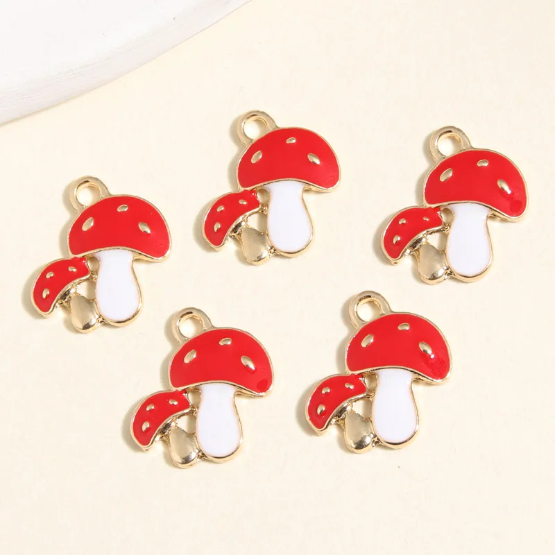 10 шт., эмалевые Подвески в виде грибов, 20 х18 мм