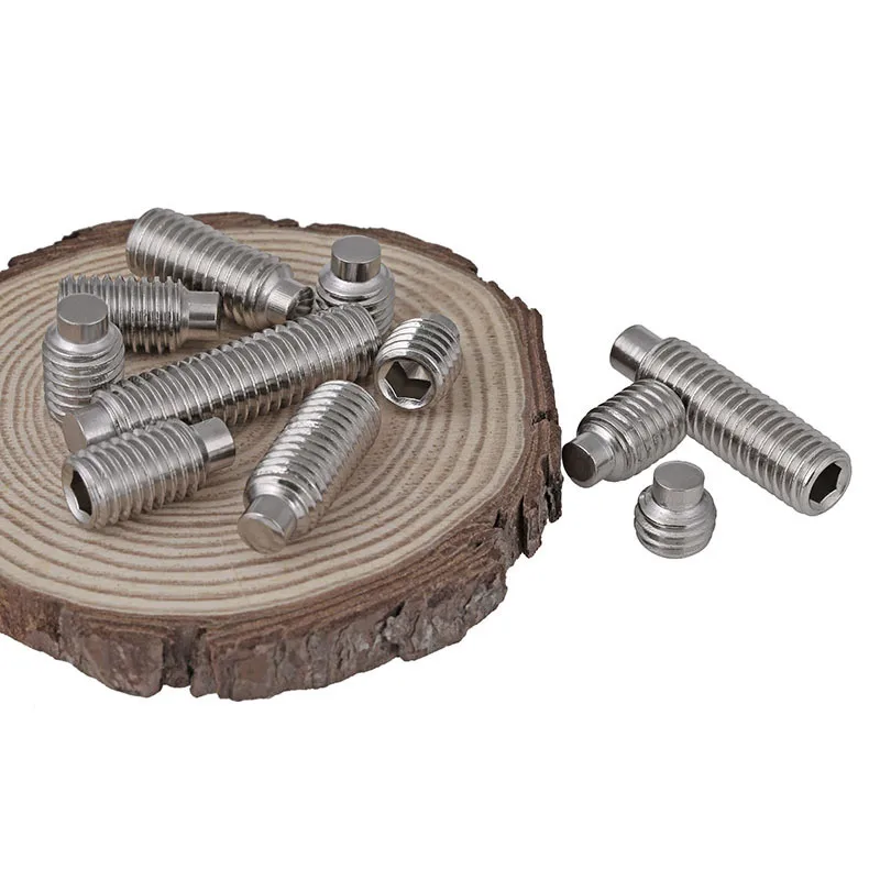 Din915 304 Stainless Steel Terminal Grub Convex End Screw Hexagon Socket Set Screws With Dog Point