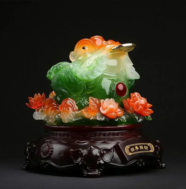 

Feng Shui Resin Fortune Golden Toad Ornament Housewarming Living Room Three-legged Toad Miniatures