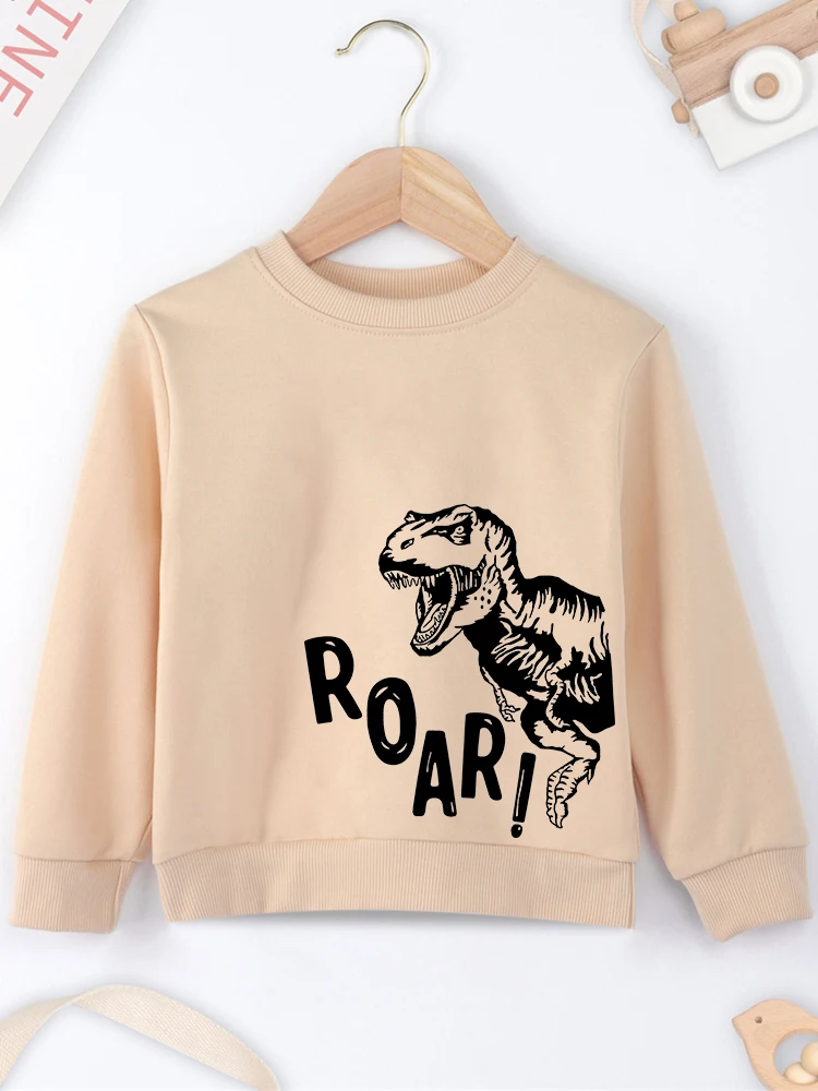 Dropship Red Baby Unisex Sweatshirts Dinosaur Print Outdoor Y2K Comfy O Neck High Quality Hoodless Popular Hot Sell Kids Sweater