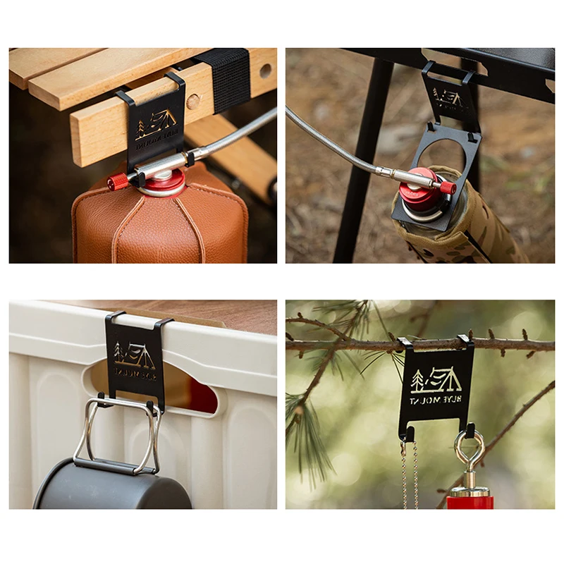 Outdoor Stove Gas Cylinder Holder Hooks Portable Table Storage Hanger Camping Long Flat Gas Cylinder Clip Camping Accessories