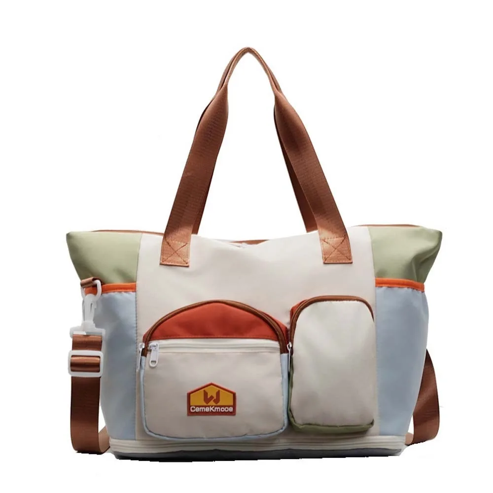 

Oxford Cloth Expandable Travel Bag Contrast Color Foldable Large Capacity Fitness Bag Yoga Pouch Polyester