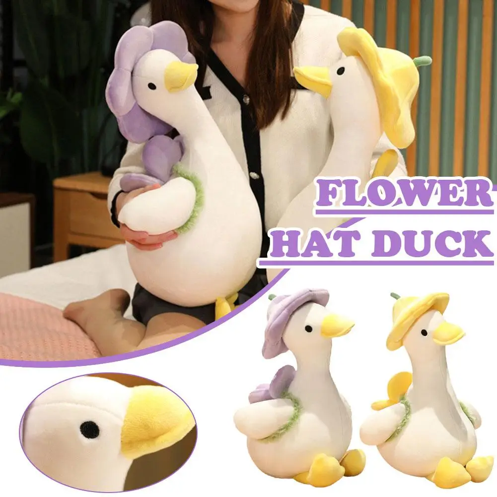 35/40cm Plush Small Yellow Duck Hat Flower Stuffed Backpack Cartoon Dolls Soft Plush Ornament Animal Car Toys Pendant T2i8