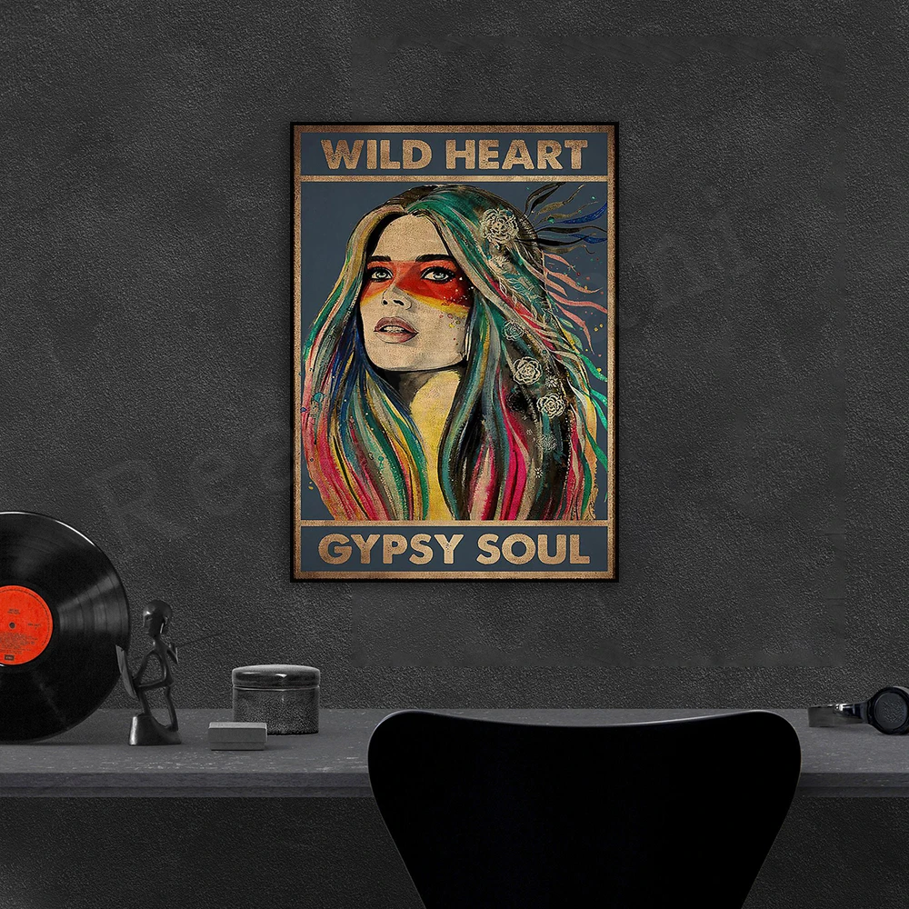 Ambition gypsy soul hippie wall art girl room decor retro hippie peace colorful poster
