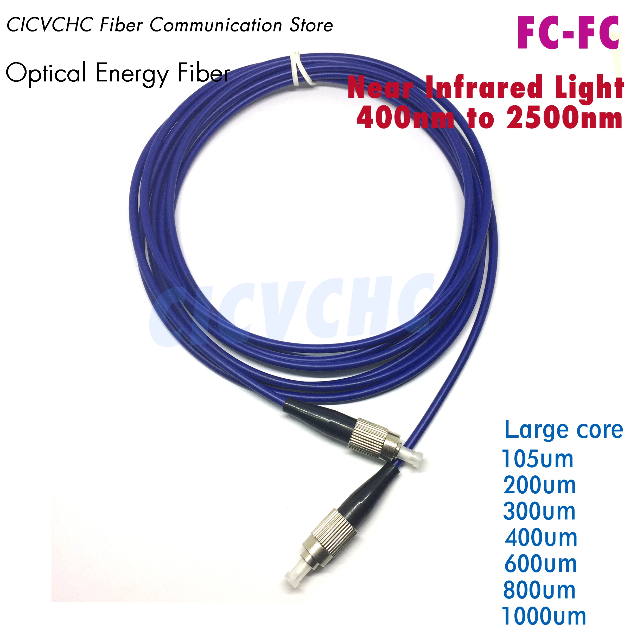 

FC-FC Energy Quartz Medical Fiber Optic with 100 to 1000um Large Core Near Infrared Light 400-2500nm Na0.22 Extend