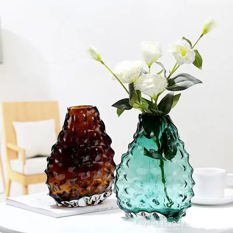 Creative Glass Vase Thorn Geometric Transparent Flower Vase Cactus Shape Terrarium Hydroponic Accessories Home Decoration