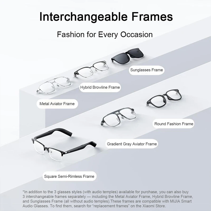XIAOMI MIJIA Smart Audio Glasses Joyful Edition，Bluetooth 5.2 Headset，Detachable，Long Standby，2h Flash Charge，Anti-leakage Sound