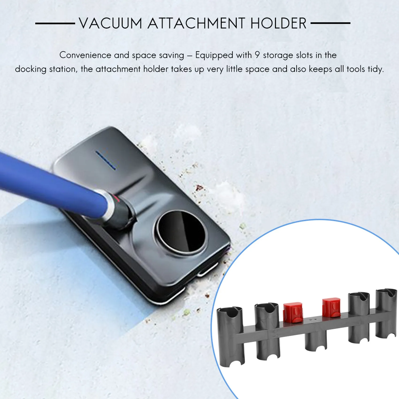 Holder Accessory For Dyson V7 V8 V10 V11 V15, Docking Station Organizer For Dyson Vacuum Cleaner With 9 Storage Sockets-A57X