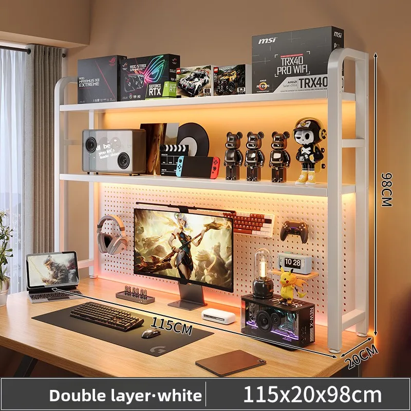 Firm Bookshelf desktop wrought iron hole board multi-layer storage expansion storage shelf computer desktop finishing rack - view 5