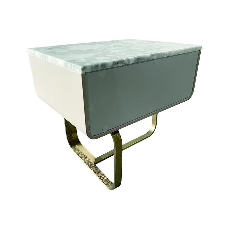 Panel bedside table with marble countertops, suitable for bedrooms, living rooms and bathrooms
