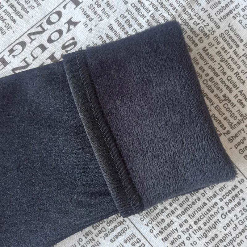 لامعة قاع السراويل الإناث الشتاء مبطن الفقرة مرونة رقيقة أبلى أزياء سوداء عالية الخصر تسع دقائق السراويل