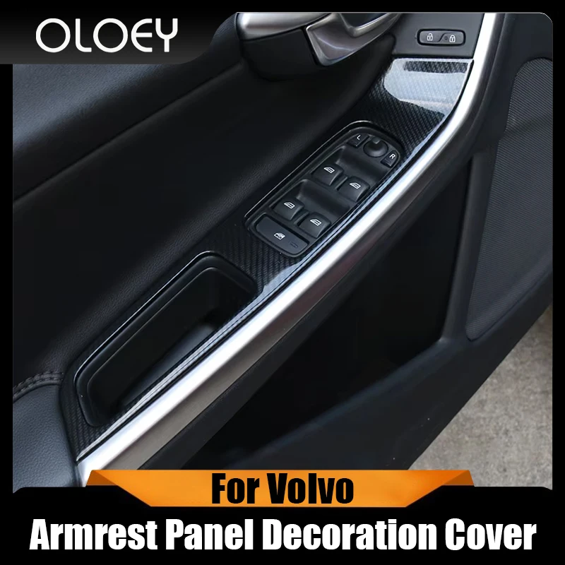 

stainless steel Door Armrest Panel Decoration Cover Window Glass Lifting Buttons Sticker Trim For Volvo V60 S60 XC60 2010-2017