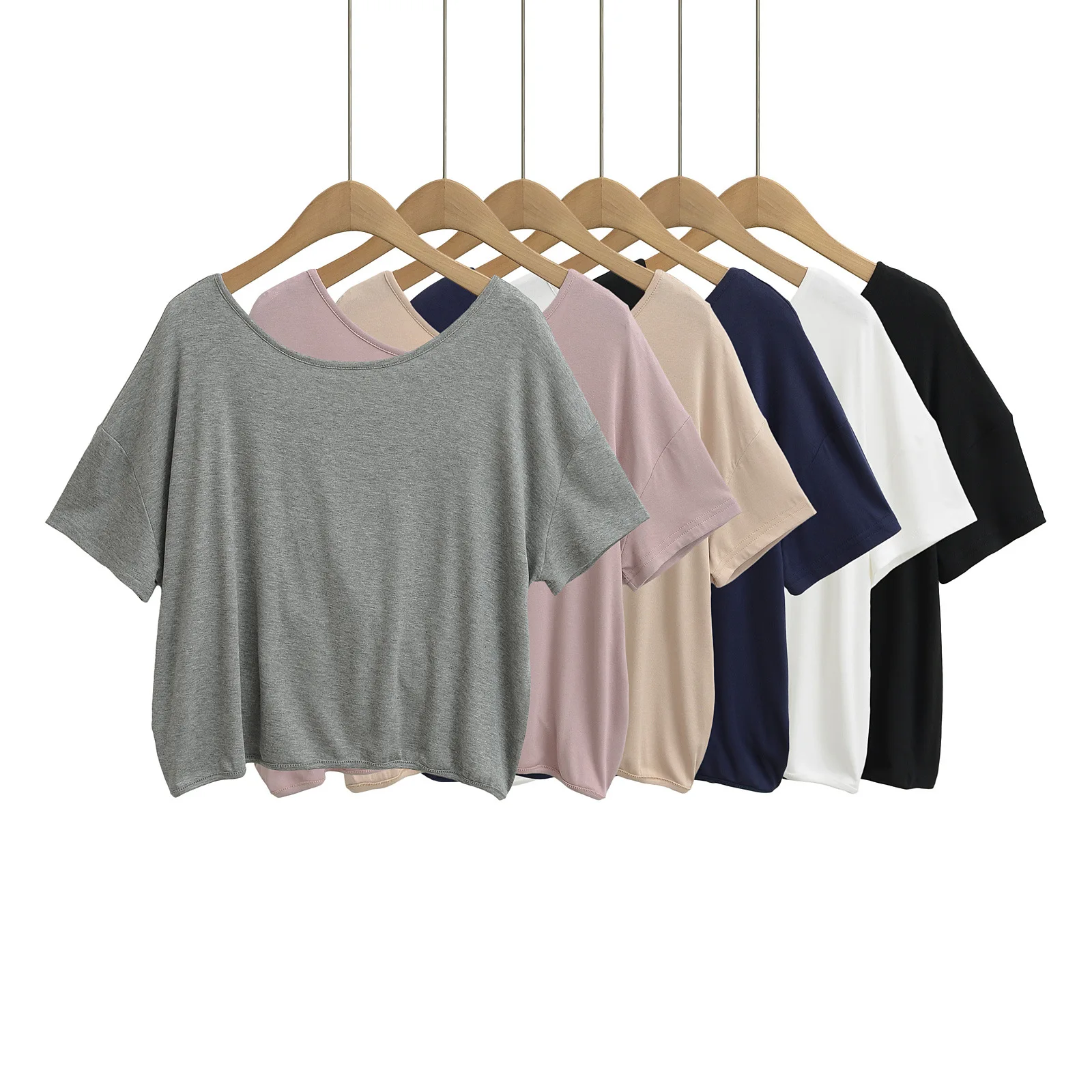 Women's Summer Casual Style Back-Cross Hollow Out Solid Color Sun Protection Blouse Jazz Dance Loose Slimming Short-Sleeve EDTT