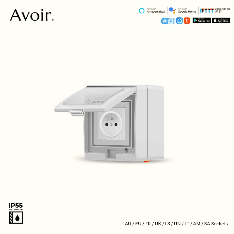 

Avoir Tuya Smart Waterproof Wifi Socket With Timer Outdoor IP55 Electrical Outlets Remote Control Works With Alexa Google Home