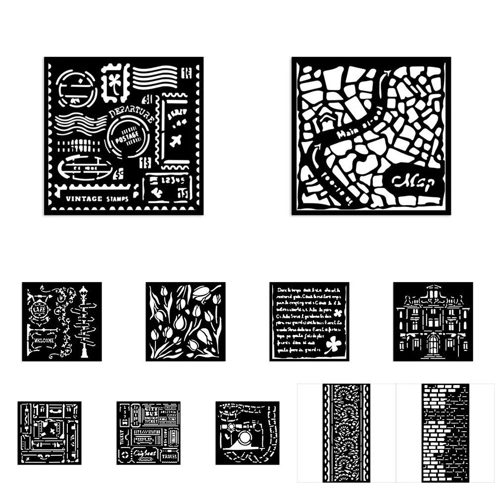 Stencils Pattern Graffiti Tulips and Street Signs Drawing Tool Spray Painting Template DIY Window Scrapbooking Decor