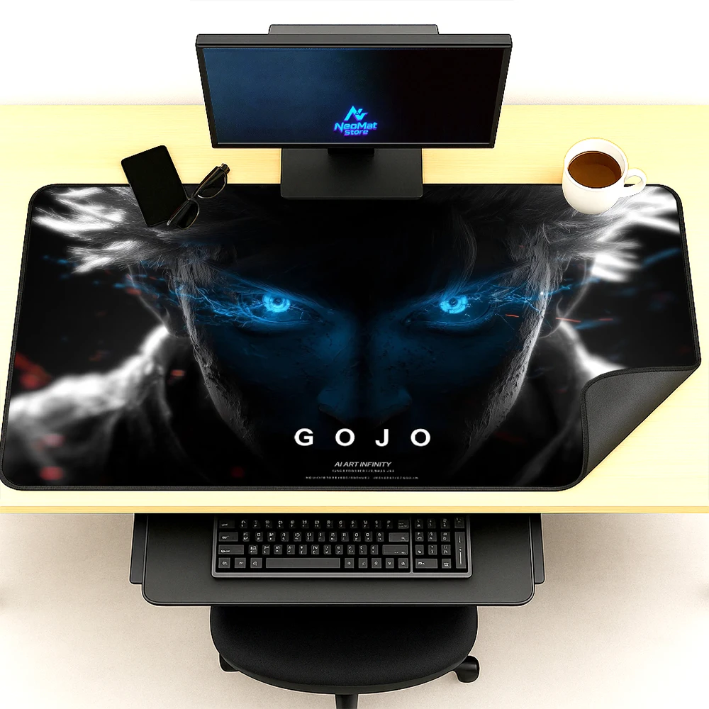 Gothic Mousepad Desktop Mat Gaming White Fur Eyes Black 120x60 Dark Texture 5mm Thick Computer Giant Desk Accessories Pad