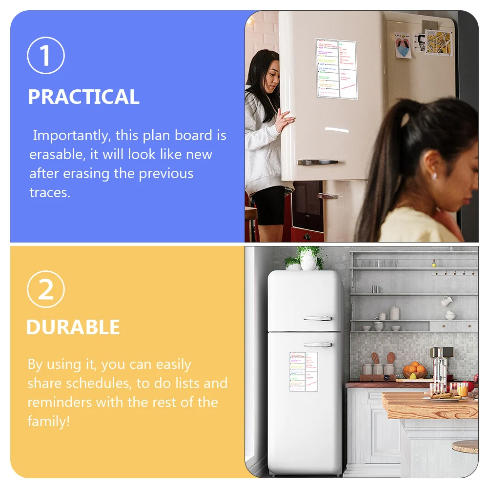 تقويم أسبوعي مغناطيسي للثلاجة، التصاق قوي، سطح مسح جاف قابل لإعادة الاستخدام للتخطيط اليومي وملاحظات تذكير مغناطيسية