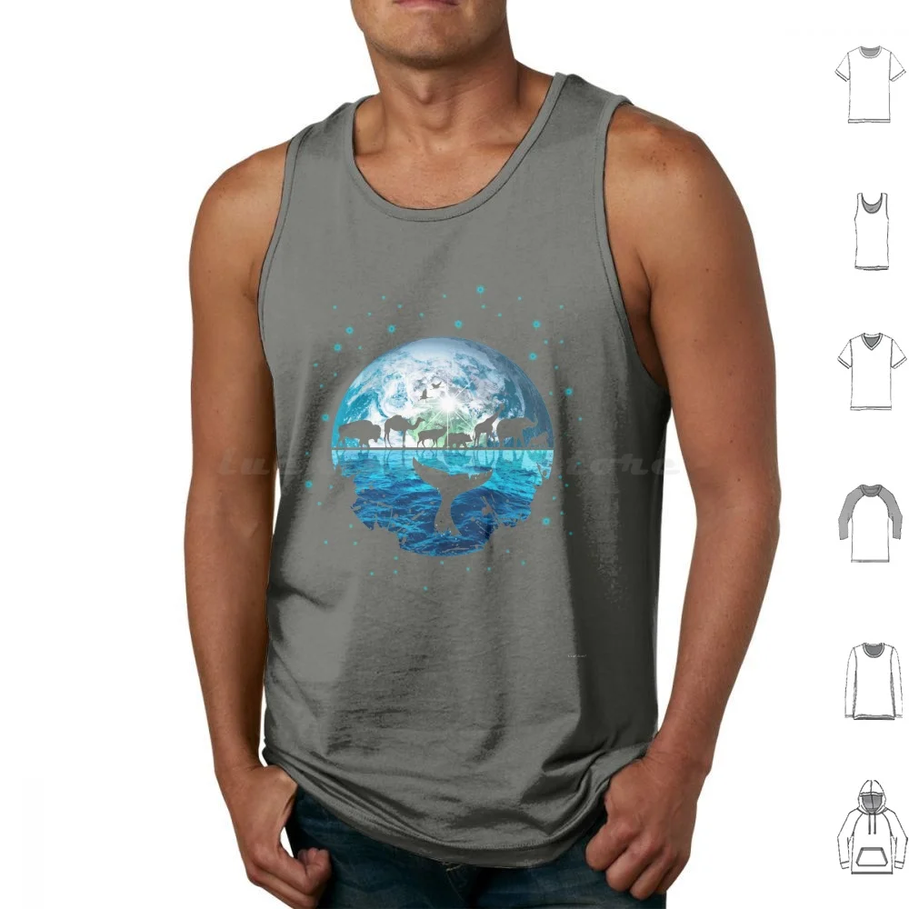 The Journey Tank Tops Vest Sleeveless Animals Wildlife Conservation Elephants Giraffe Rhino Deer Gorilla Whales Bears