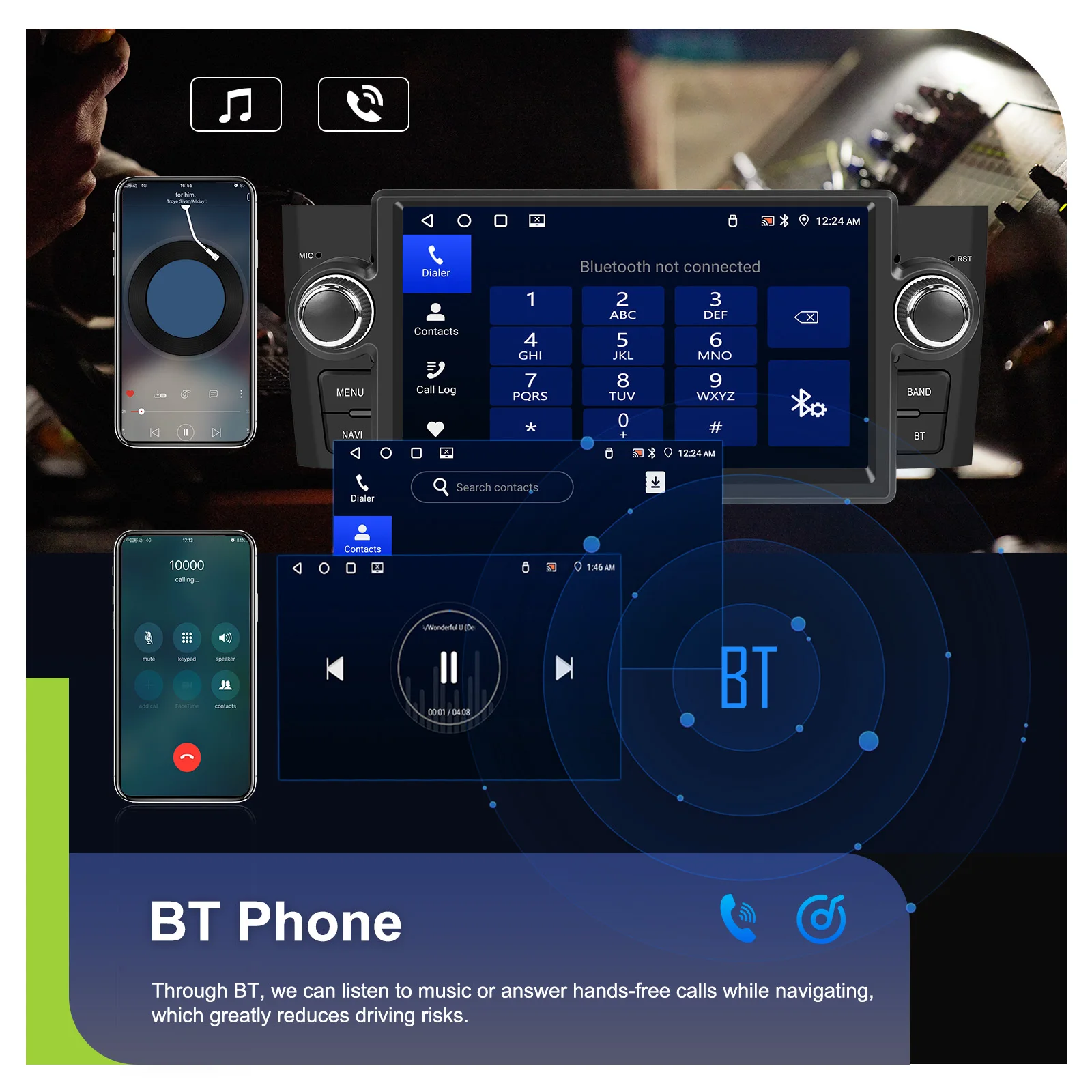 Podofo 1Din Android 4+64G Autoradio für FIAT Punto 05-09/Linea 07-11 Carplay Android Auto GPS WIFI Mirror Link Auto-Audio-Stereoanlage – Detail 18