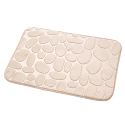 Cobblestone Flower Non-Slip Indoor Absorbent Washable Door Mat Carpet Bathroom Kitchen Flannel Rug