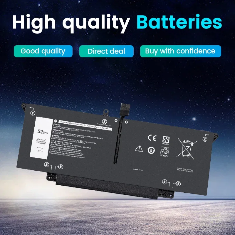 [JHT2H] for DELL Latitude 7310 7410 Series 35J09 0YJ9RP 009YYF 07CXN6 04V5X2 0HRGYV 52WH Laptop Battery Replacement Battery