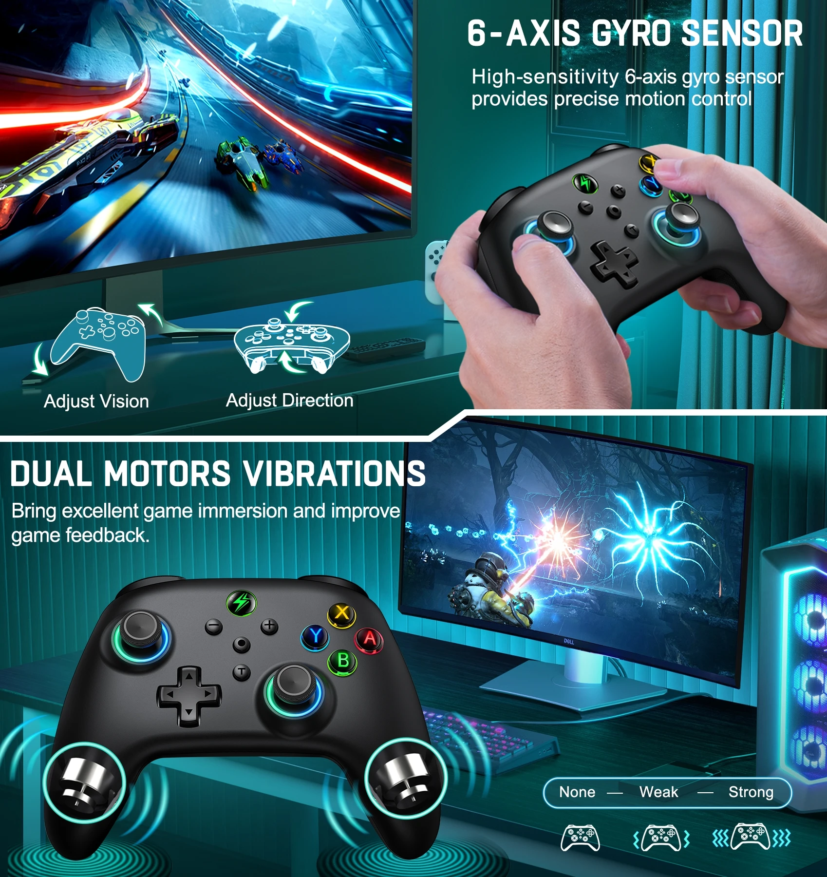 DinoFire NC100 do PC/Switch/Android/iOS Kompatybilność z wieloma systemami Gamepad Ulepszenie Tryb Programowania Kontrolera Switch