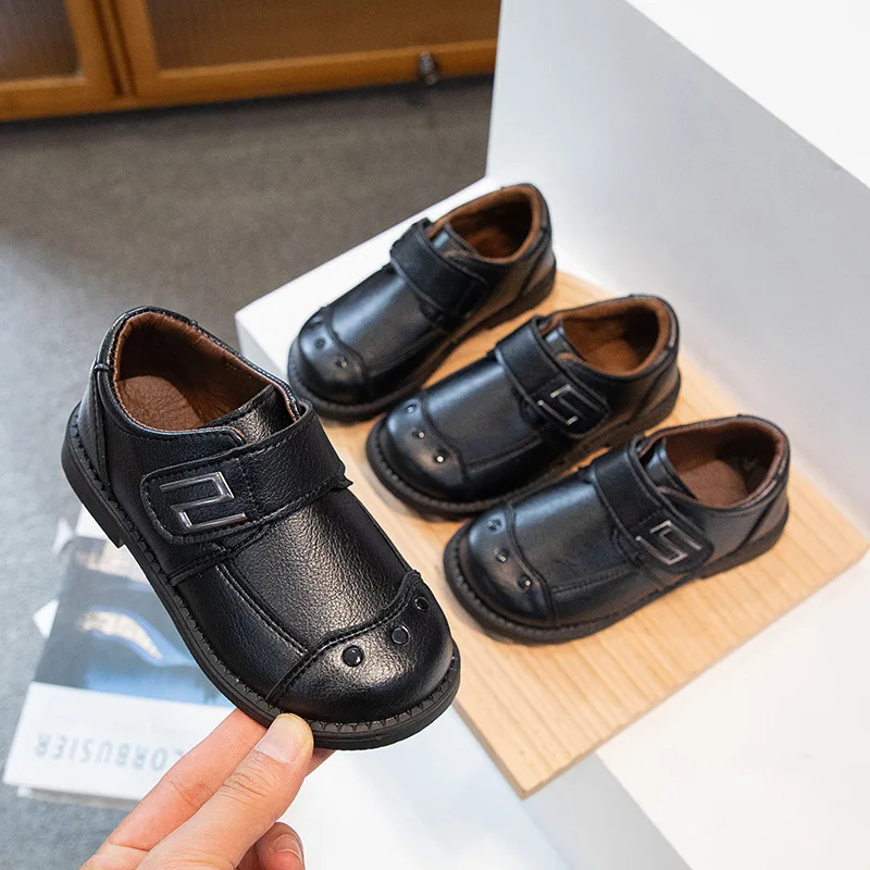 Scarpa in pelle da ragazzo tinta unita stile scolastico appartamenti per bambini moda Versatile per bambini scarpe uniformi formali nere causali