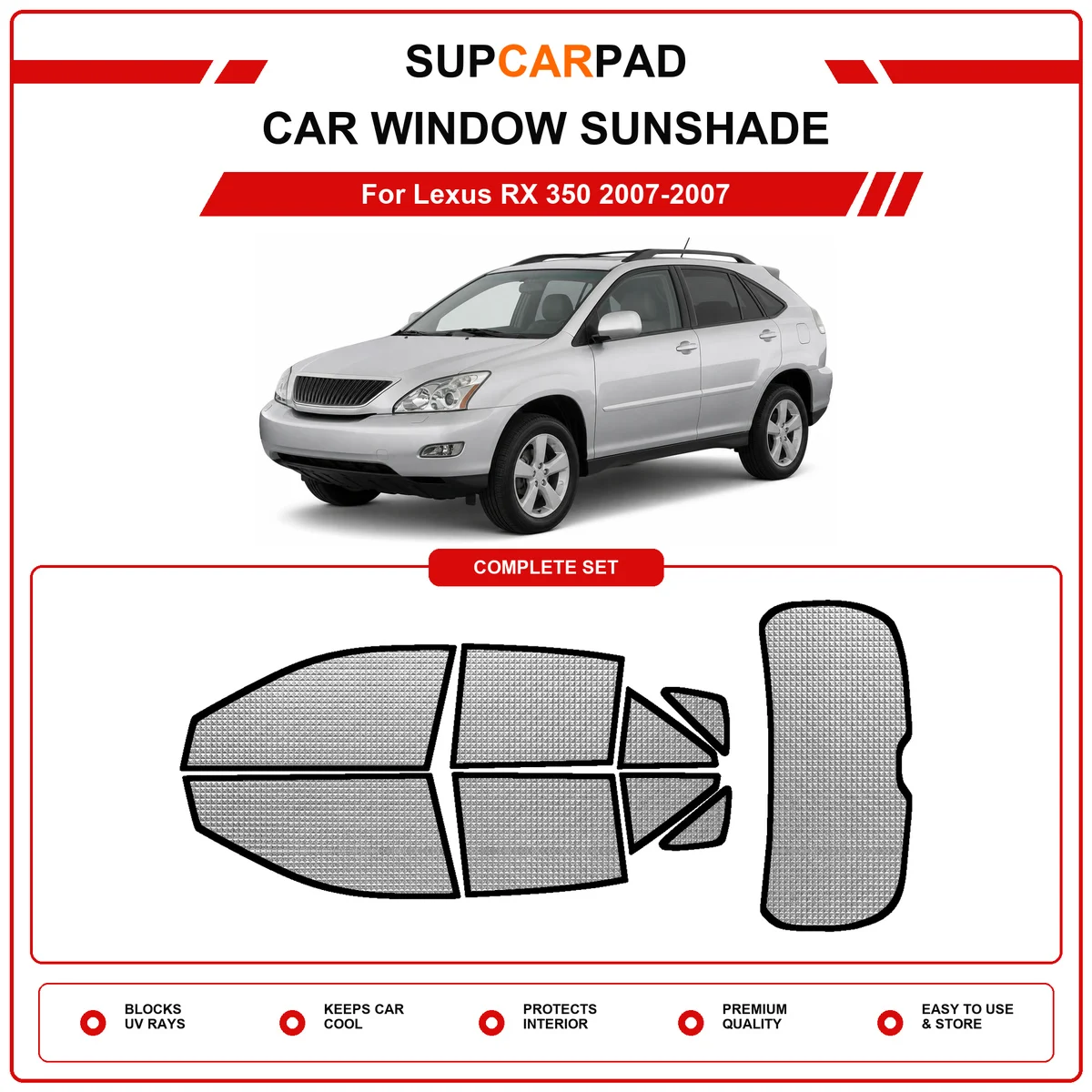 For Lexus RX 350 2007-2007 Pre‑Cut Auto Window Sunshade Anti‑UV Car Sun Visor Protector