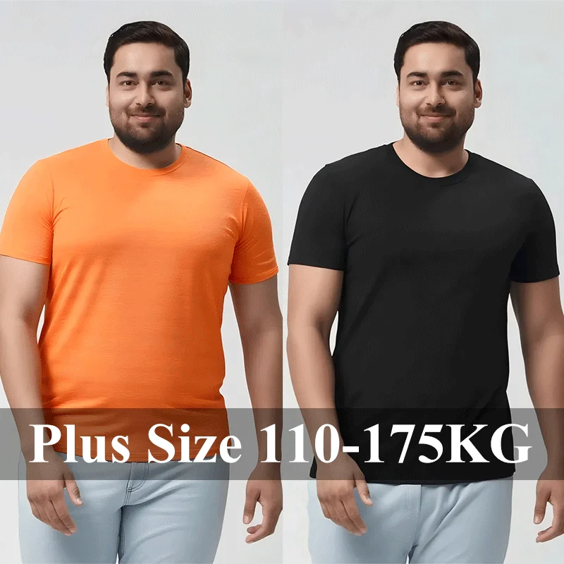Quick Dry Sports T-shirt Men's Plus Size 6XL 7XL 110-175kg Outdoor Running Hiking Cycling T-shirt Round Neck Short Sleeve Tees