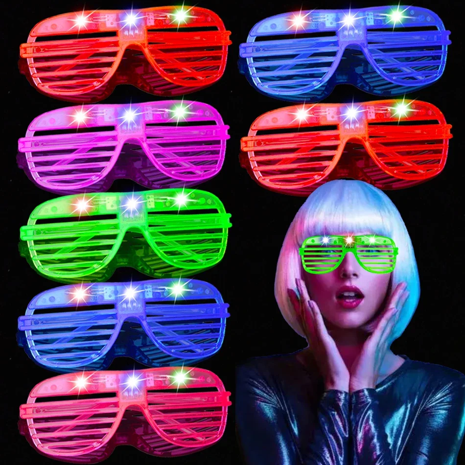 60PCS Adults Party Supplies Christmas Party Glow in the Dark Led Glasses Light Up Sunglasses Party Favors Glow Glasses Kids