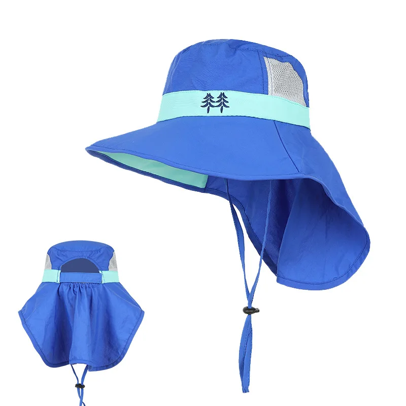 Chapeau de soleil avec rabat de cou pour jeunes garçons et filles, bonnets de plage pour enfants, visière safari, Udissolve 50 +, 54-58cm, été, 8-15