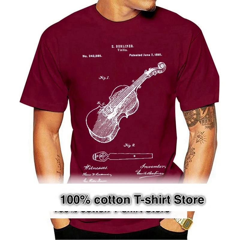 2024 Hot Sale New Men T Shirt Berliner Violin T-Shirt Violin Shirt Violin Patent Violinist Gift Musician Gift O-Neck Tee