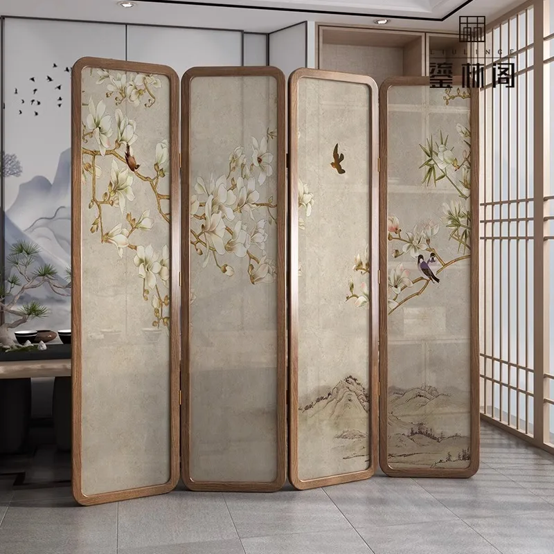DSA foldable screen mobile partition for living rooms, simple Chinese hotel screen, home bedroom, tea room, solid wood folding