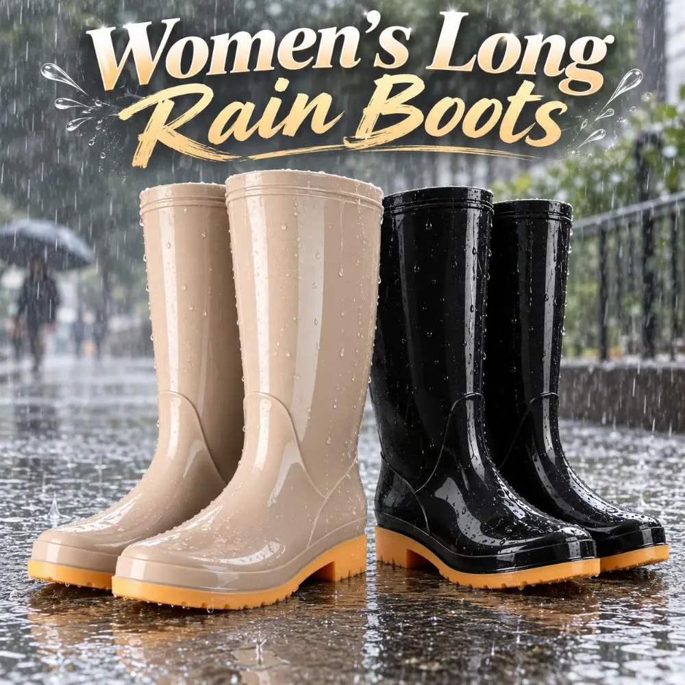 Non-slip Women's Long Rain Boots High-Top Waterproof Garden Rain Shoes Durable Lightweight Water Shoes For Outdoors,Kitchen,Work view 5