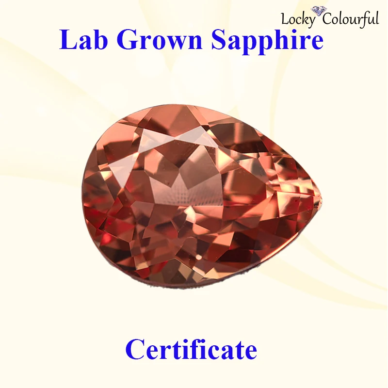 

Lab Grown Sapphire Sunset Orange Color Pear Shape Top Quality Charm Beads Selectable AGL Certificate for Diy Jewelry Making Ring