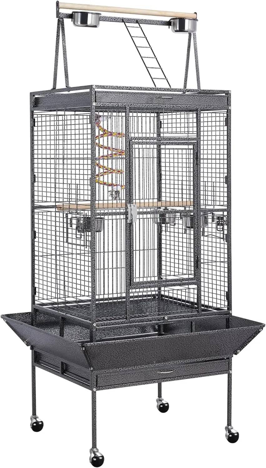 

68-inch Rolling Play Top Large Parrot Bird Cage for African Grey Cockatiel Conure Lovebird Parakeet Budgie