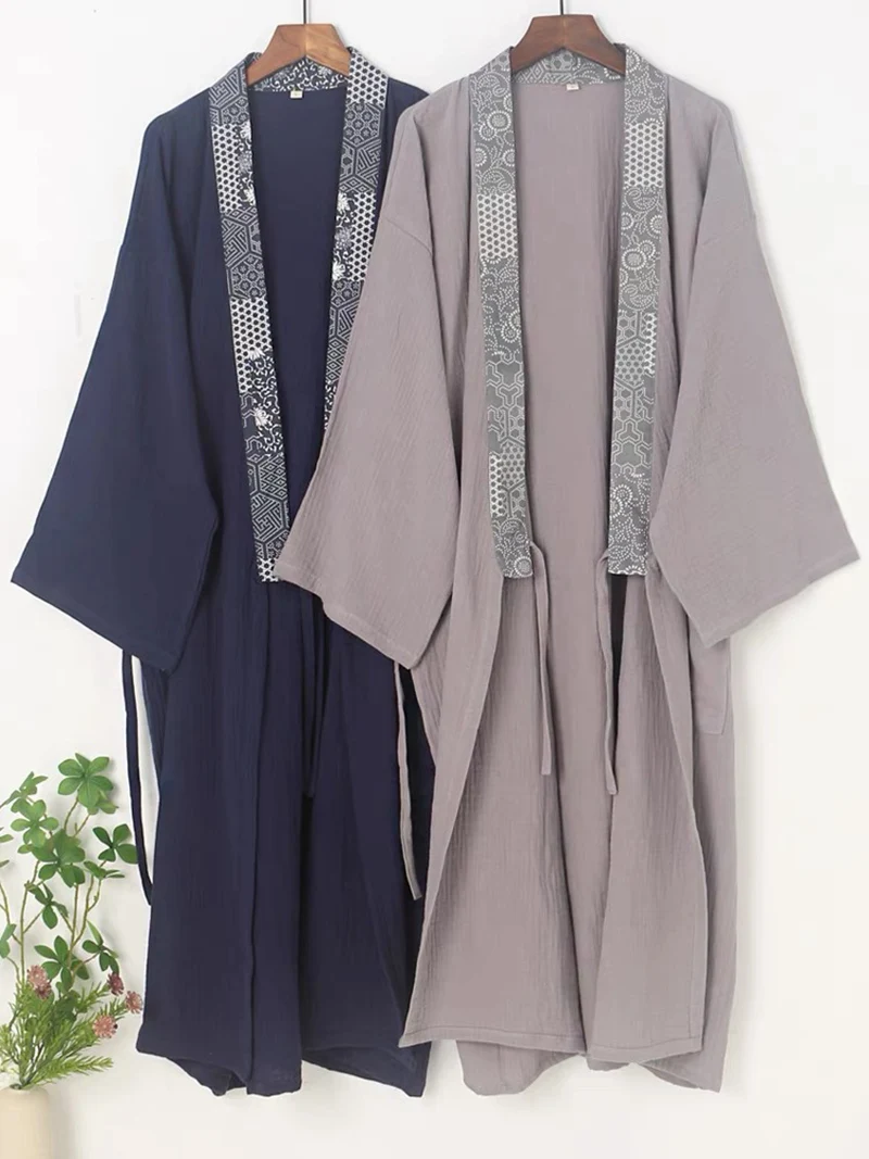 

Китайский Hanfu мужской халат пижамы традиционный древний стиль халат кимоно удобный пот одежда на пару длинная ночная рубашка D075