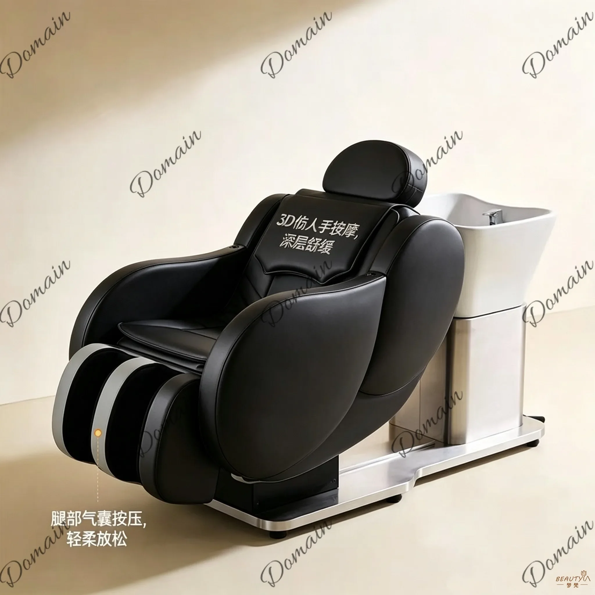 B46 New Barber Shop Massage Shampoo Bed Barber Shop Ceramic Basin Rotatable Flush Bed Massage Chair