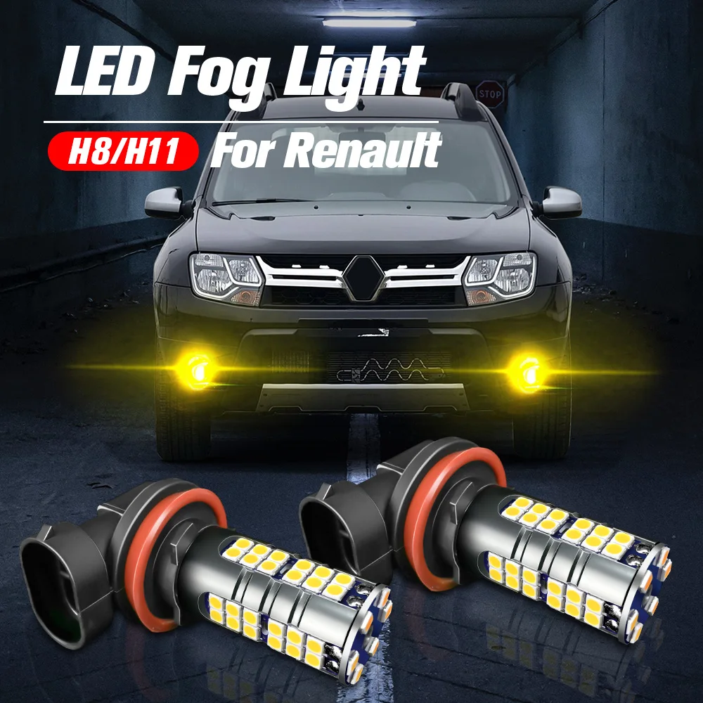 

2x LED Front Fog Light H8 H11 H16 Lamp For Renault Arkana Captur Dokker Duster Fluence Kadjar Kangoo Koleos Logan Modus Sandero